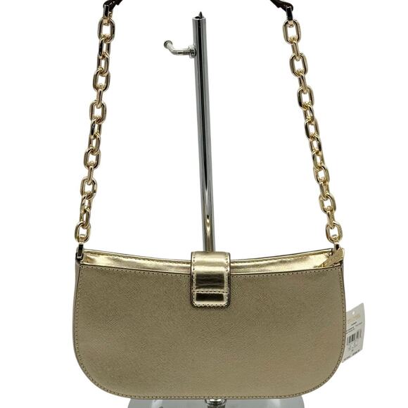 RETAIL $398 MICHAEL Michael Kors Carmen Small Pouchette Pale Gold *NEW w/ Tags* - Picture 4 of 14